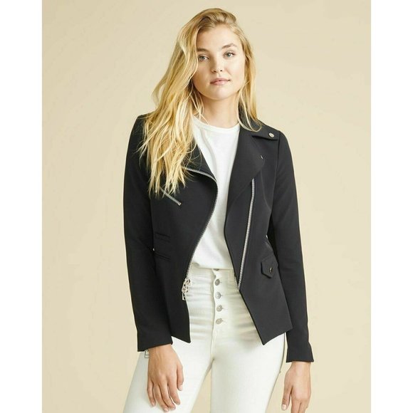 NEW VERONICA BEARD Scuba Hadley Moto Zip Dickey black jacket blazer celebrity